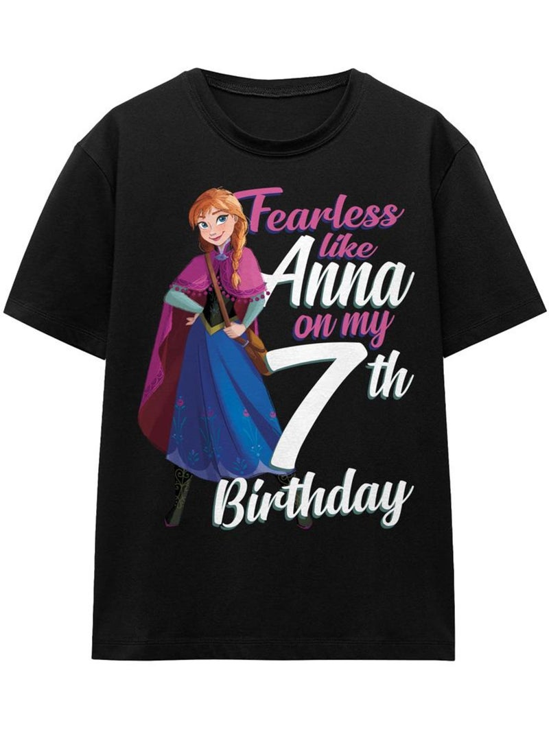 Frozen - Camiseta Fearless Like Anna 7 Cumpleaños para Adultos Unisex Negro - Kiabi