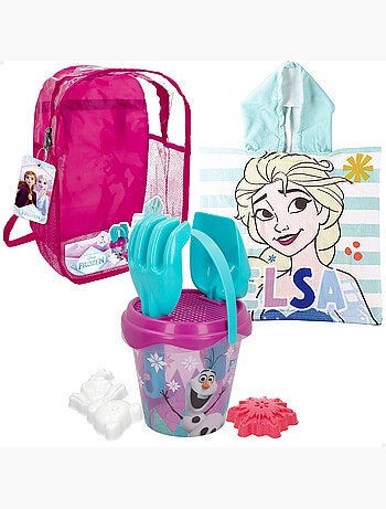 Frozen set cubo playa con accesorios mochila y poncho