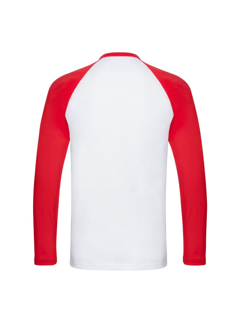 Fruit of the Loom - Camiseta Baseball de Manga Larga para Hombre Blanco/Rojo - Kiabi