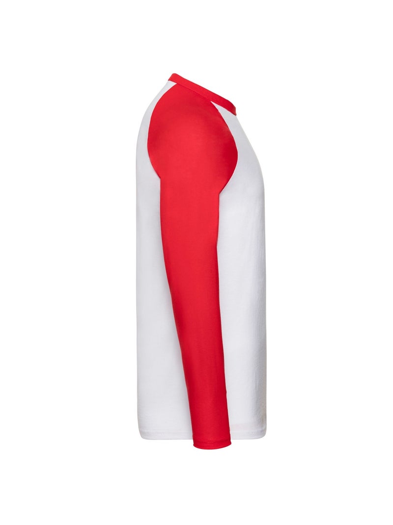 Fruit of the Loom - Camiseta Baseball de Manga Larga para Hombre Blanco/Rojo - Kiabi