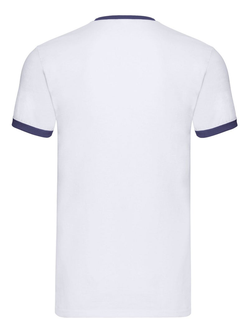 Fruit of the Loom - Camiseta Ringer 160 para Hombre Blanco Azul - Kiabi