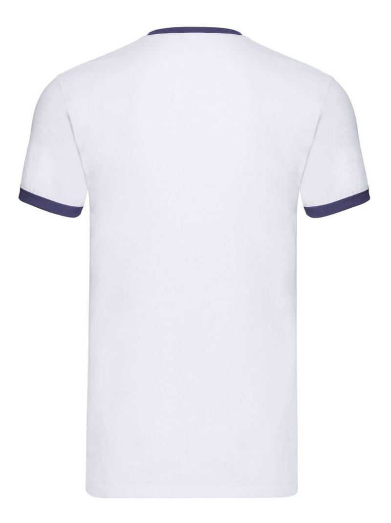 Fruit of the Loom - Camiseta Ringer para Hombre Blanco Azul - Kiabi