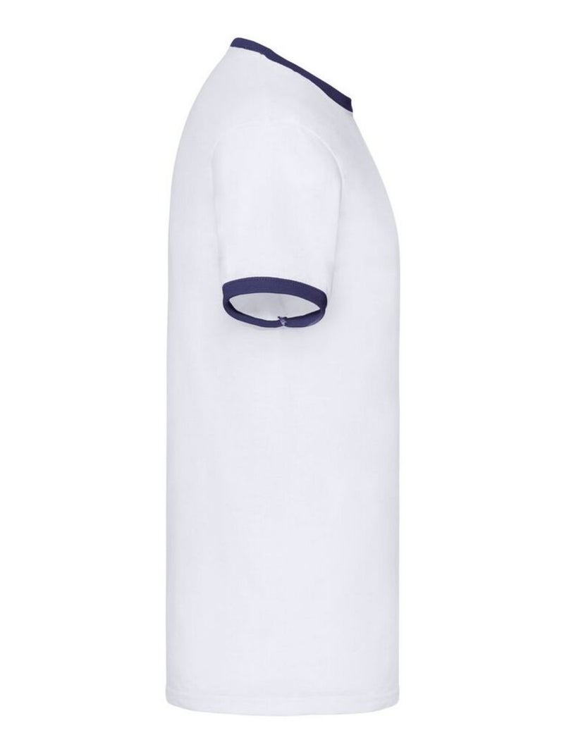 Fruit of the Loom - Camiseta Ringer para Hombre Blanco Azul - Kiabi
