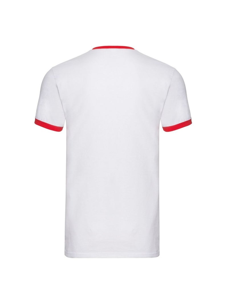 Fruit of the Loom - Camiseta Ringer para Hombre Blanco/Rojo - Kiabi
