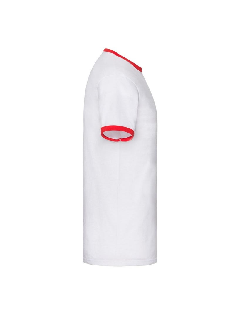 Fruit of the Loom - Camiseta Ringer para Hombre Blanco/Rojo - Kiabi