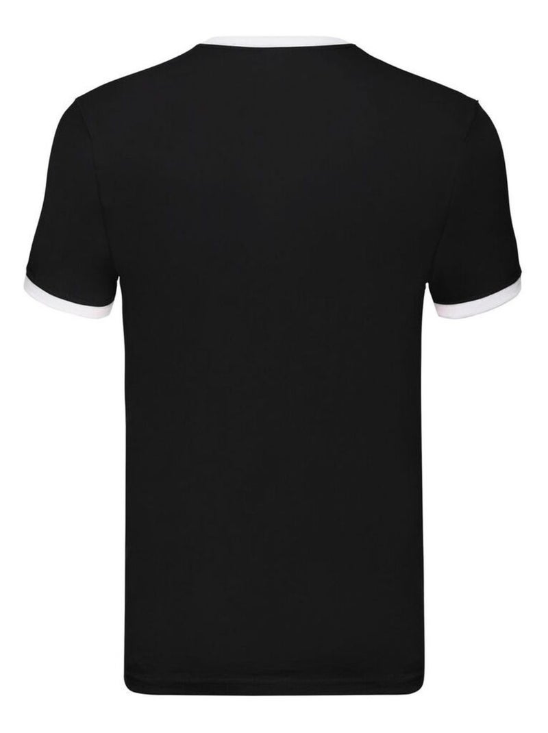 Fruit of the Loom - Camiseta Ringer para Hombre Negro Blanco - Kiabi
