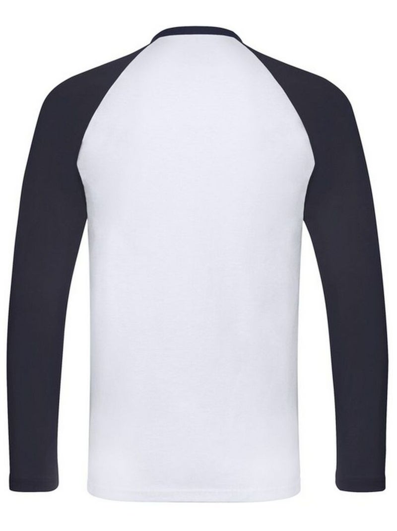Fruit of the Loom - Camiseta Valueweight de Manga Larga Béisbol para Hombre Blanco Azul - Kiabi