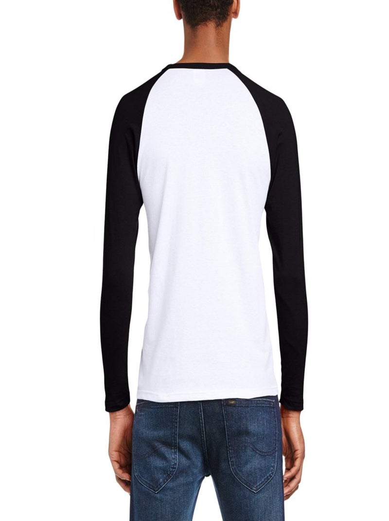 Fruit of the Loom - Camiseta Valueweight de Manga Larga Béisbol para Hombre Blanco Negro - Kiabi