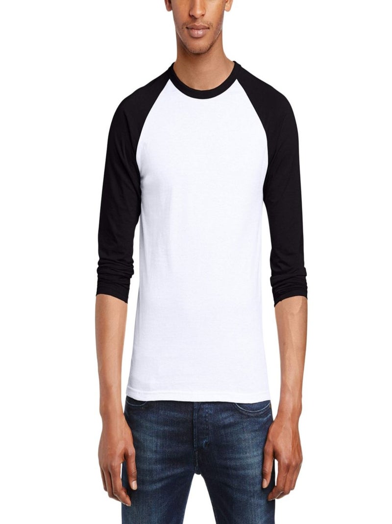 Fruit of the Loom - Camiseta Valueweight de Manga Larga Béisbol para Hombre Blanco Negro - Kiabi