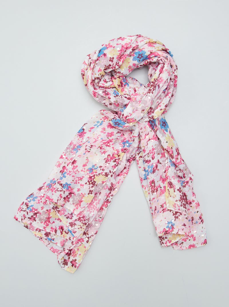 Fular con estampado de flores ROSA - Kiabi