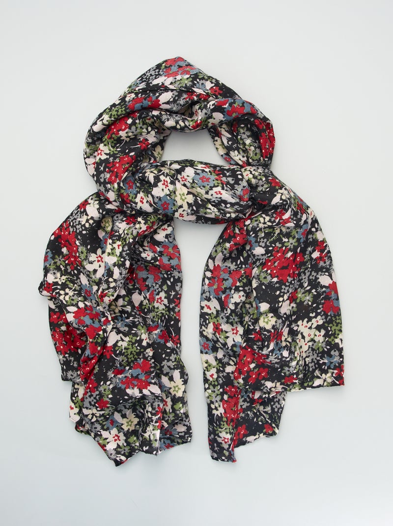 Fular con estampado 'flores' NEGRO - Kiabi