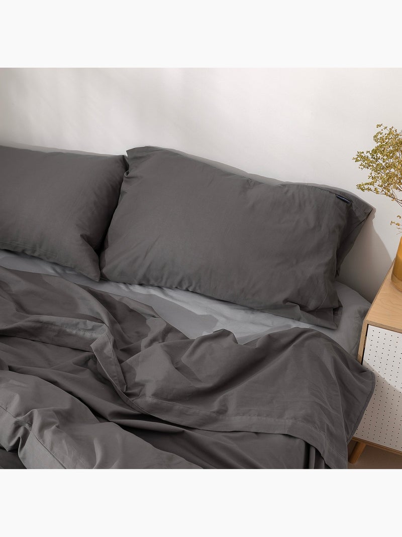 Funda de almohada Basic "Happyfriday" Gris oscuro - Kiabi