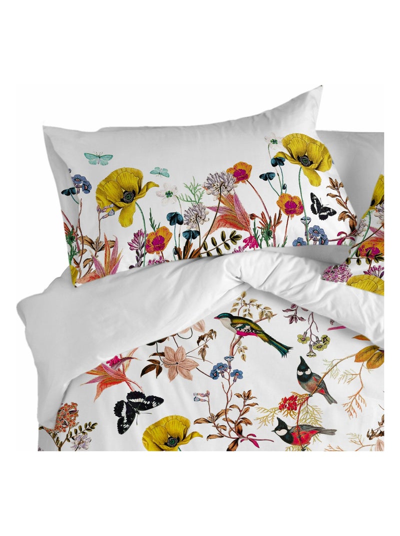 Funda de almohada Birds of paradise "Happyfriday" Blanco Amarillo - Kiabi