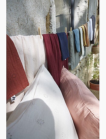 Funda de almohada bordada – gasa de algodón – gaïa boho
