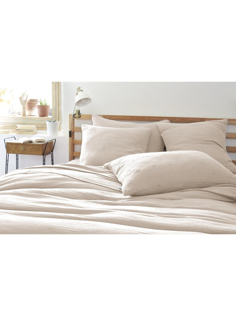 Funda de almohada bordada – gasa de algodón – gaïa boho Beige Pampa - Kiabi