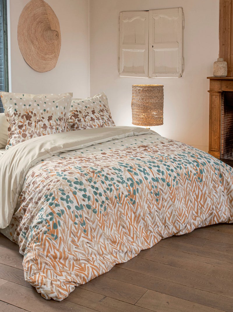 Funda de almohada de algodón floral Beige - Kiabi