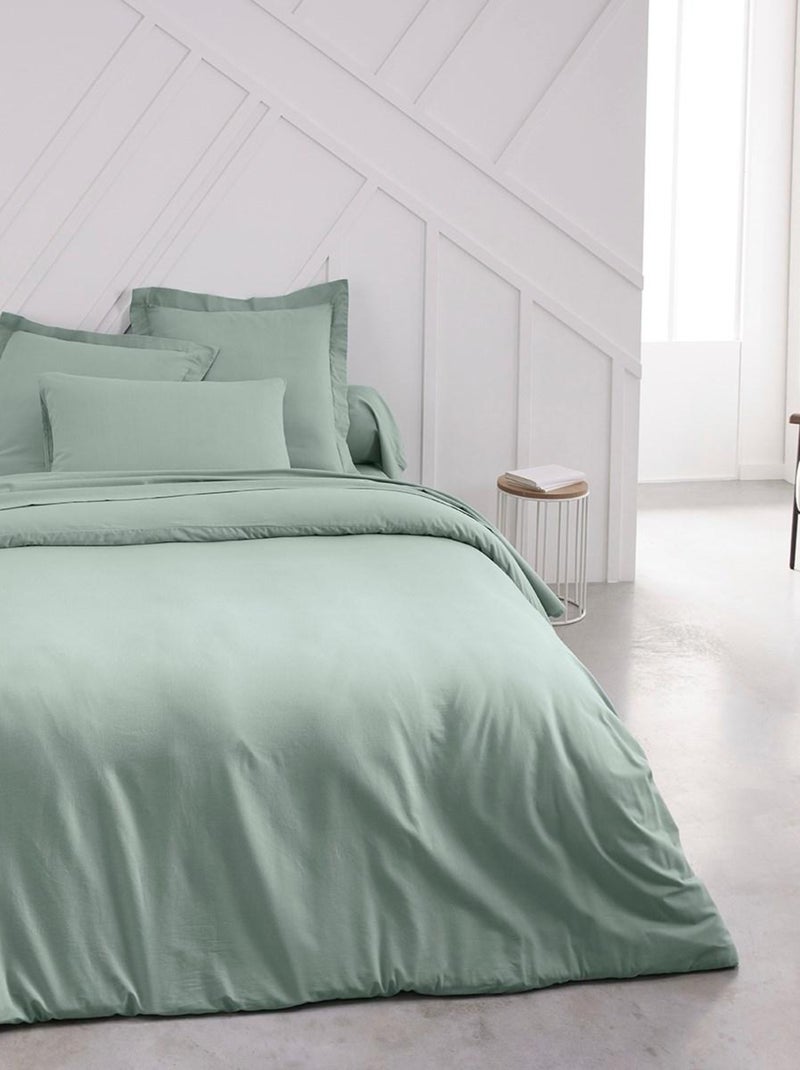 Funda de almohada de algodón liso - Afibel Azul celadón - Kiabi
