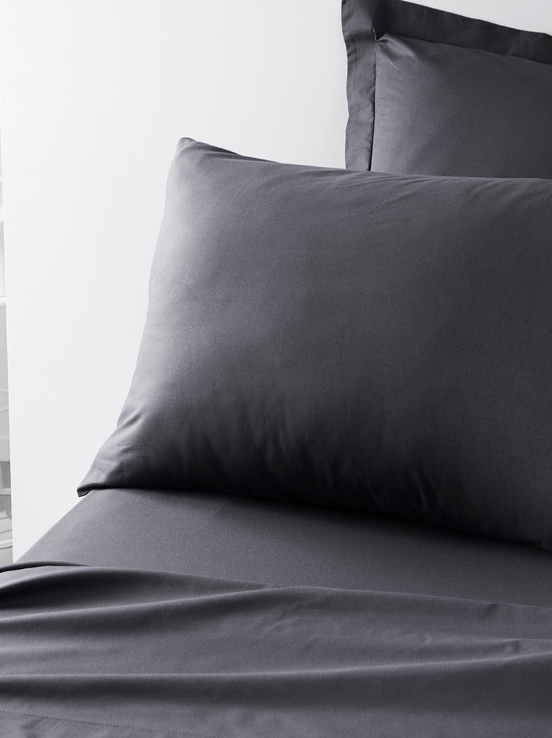 Funda de almohada de algodón liso - Afibel Gris antracita - Kiabi