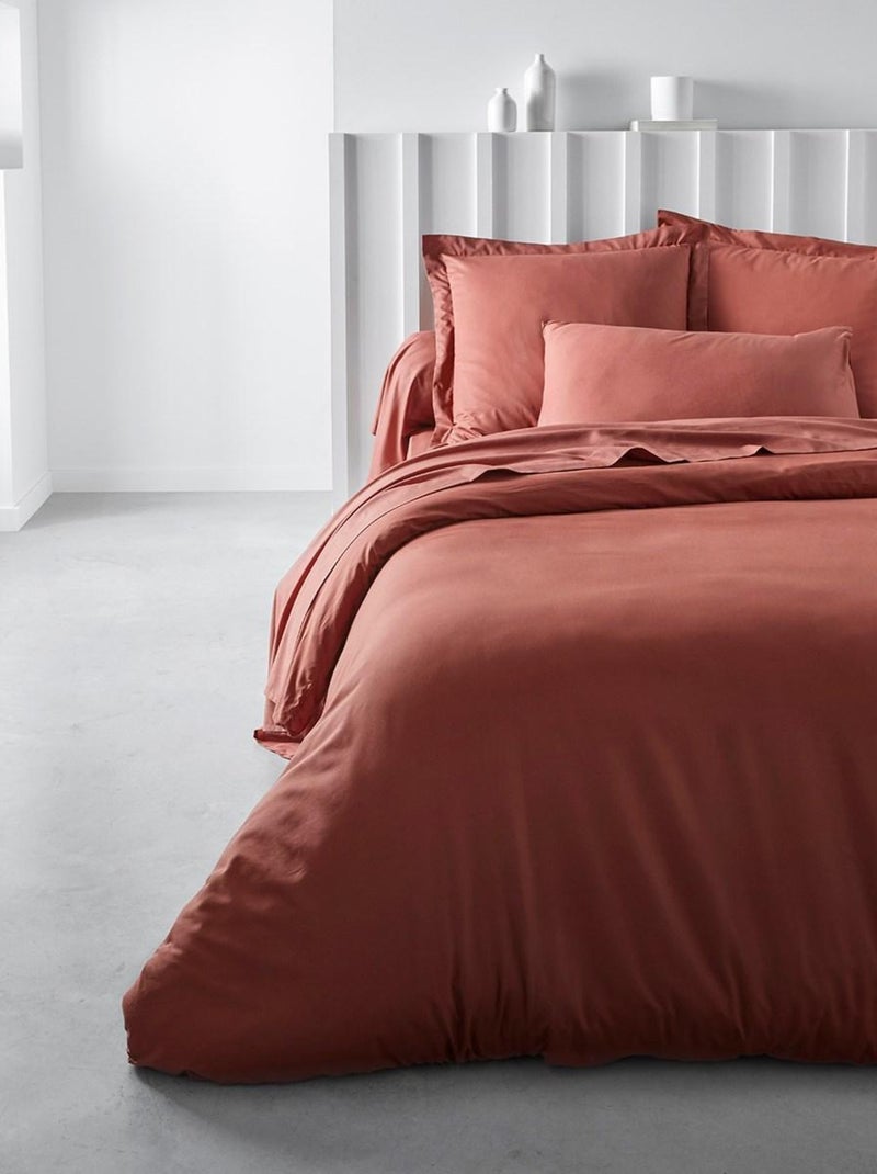 Funda de almohada de algodón liso - Afibel Rojo ladrillo - Kiabi