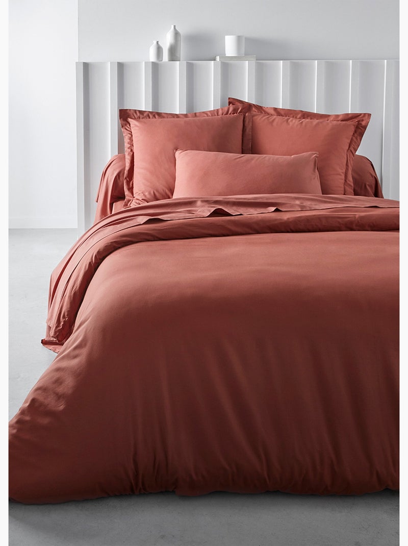 Funda de almohada de algodón liso - Afibel Terracota - Kiabi