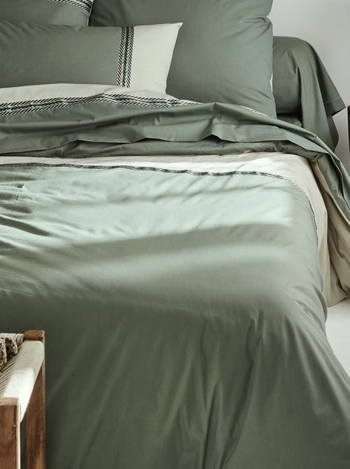 Funda de almohada de algodón percal con cinta geométrica - Kiabi