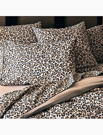 Funda de almohada de algodón percal con estampado de leopardo