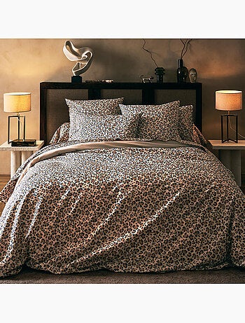 Funda de almohada de algodón percal con estampado de leopardo