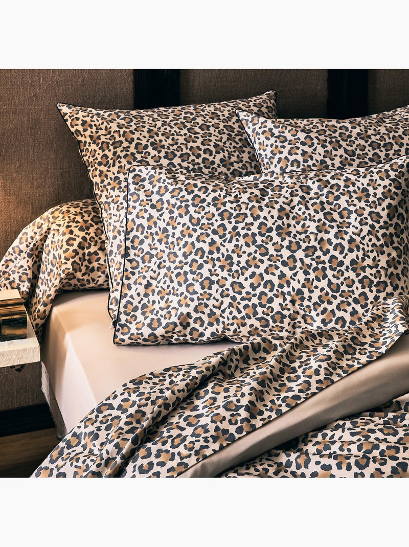 Funda de almohada de algodón percal con estampado de leopardo Beige - Kiabi