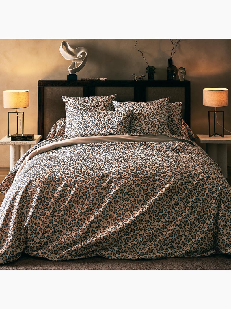 Funda de almohada de algodón percal con estampado de leopardo Beige - Kiabi
