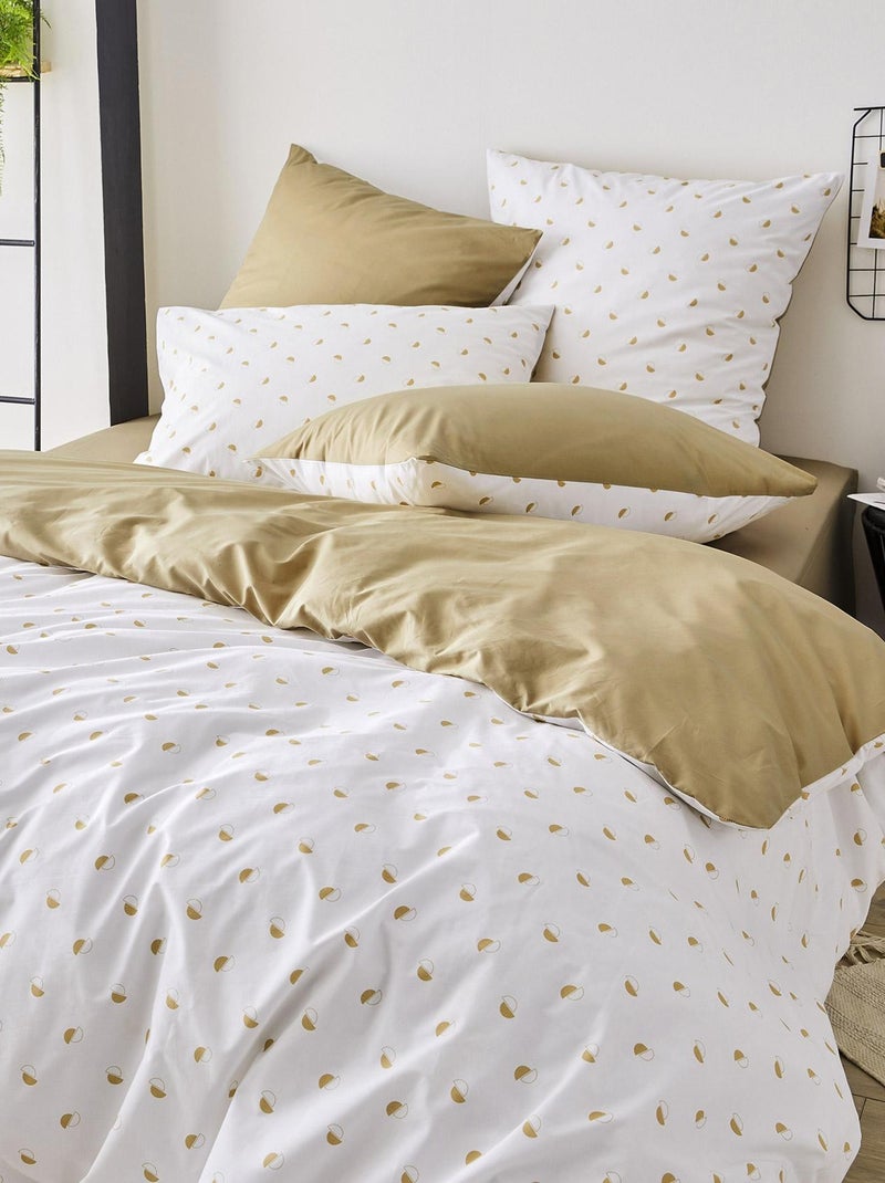 Funda de almohada de percal con estilo geométrico Beige - Kiabi