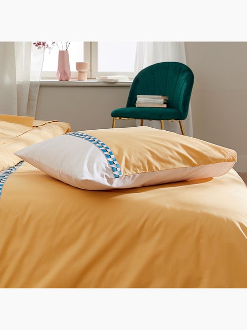 Funda de almohada de percal con ribete geométrico - Kiabi