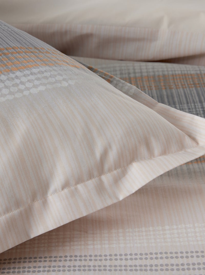 Funda de almohada de percal de algodón a rayas Beige - Kiabi