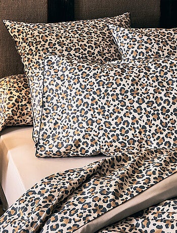 Funda de almohada de percal de algodón con estampado de leopardo
