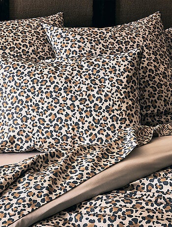 Funda de almohada de percal de algodón con estampado de leopardo