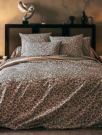 Funda de almohada de percal de algodón con estampado de leopardo