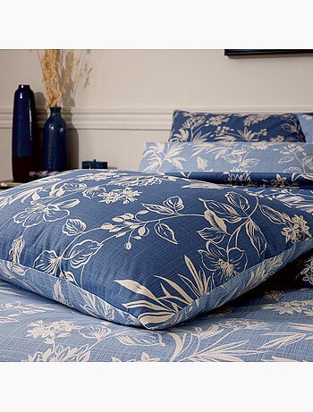 Funda de almohada de percal de algodón con motivos vegetales