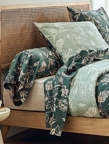 Funda de almohada de percal de algodón con motivos vegetales