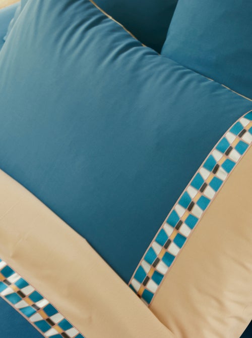 Funda de almohada de percal de algodón con un refinado estampado geométrico - Kiabi