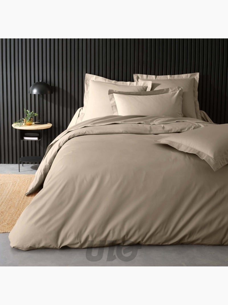 Funda de almohada de percal de algodón de 78 hilos, acabado bourdon Beige arena - Kiabi