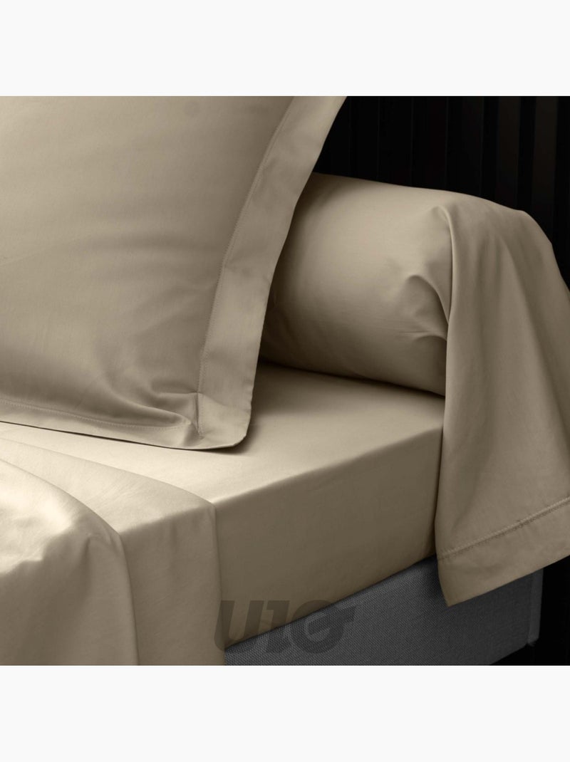 Funda de almohada de percal de algodón de 78 hilos, acabado bourdon Beige arena - Kiabi