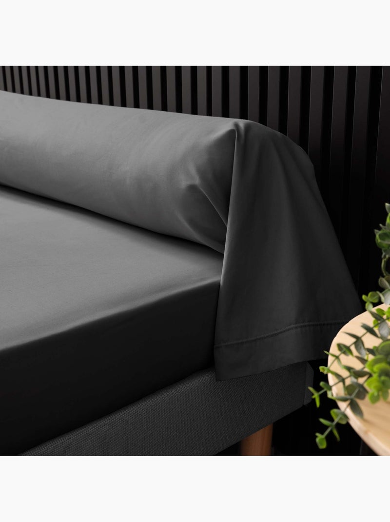 Funda de almohada de percal de algodón de 78 hilos, acabado bourdon Gris antracita - Kiabi