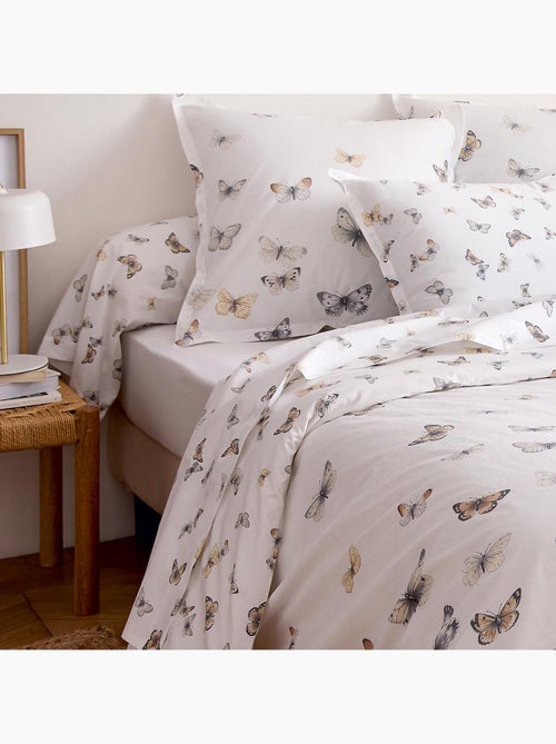 Funda de almohada de percal de algodón de 80 hilos con motivo de mariposas - Kiabi
