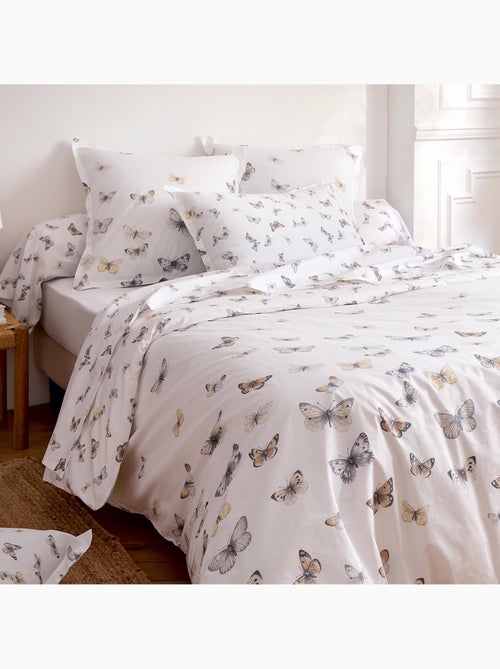 Funda de almohada de percal de algodón de 80 hilos con motivo de mariposas - Kiabi