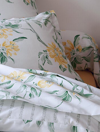Funda de almohada de percal de algodón floral