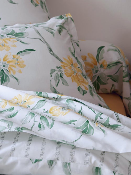 Funda de almohada de percal de algodón floral - Kiabi