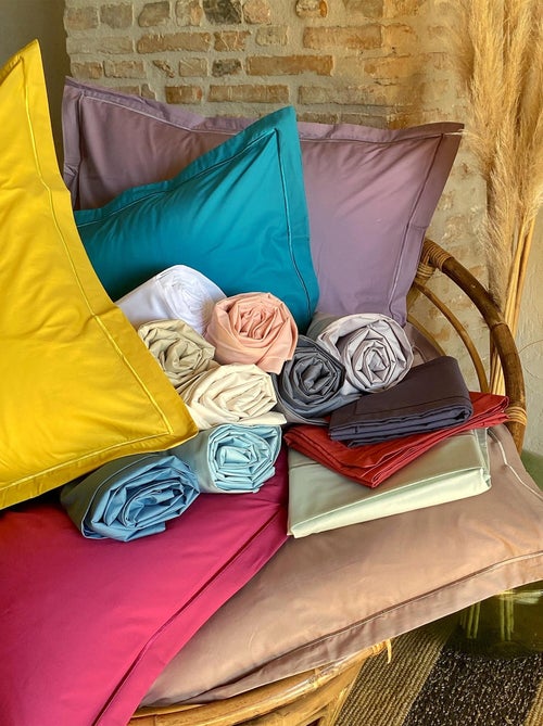 Funda de almohada de percal de algodón liso - Afibel - Kiabi