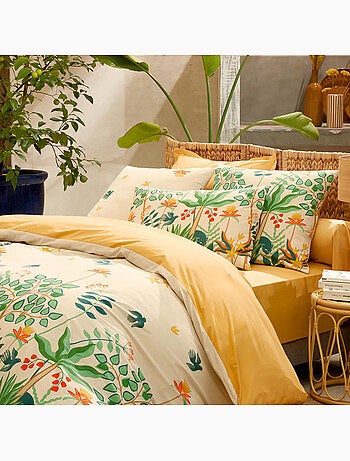 Funda de almohada de percal de algodón tropical de 80 hilos