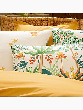 Funda de almohada de percal de algodón tropical de 80 hilos