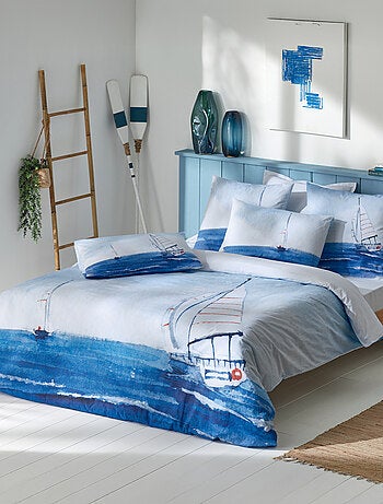 Funda de almohada de percal de algodón velero marino