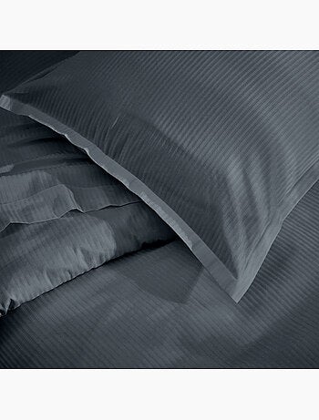 Funda de almohada de satén de algodón a rayas tono sobre tono